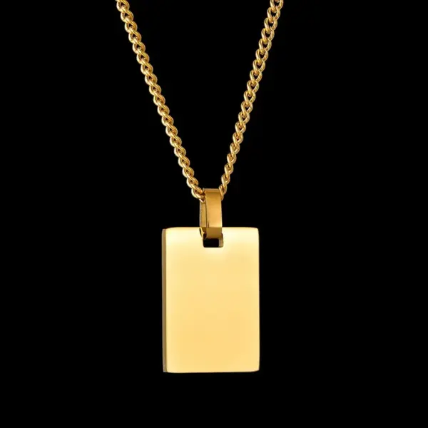 Wholesale Jewelry Simple Style Customization Laser Engraving Solid Color Titanium Steel Plating Cable Chain Pendant Necklace