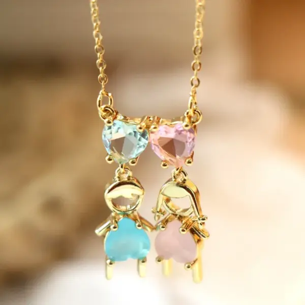 Wholesale Vintage Style Cartoon Character Doll Heart Shape Copper Plating Inlay Zircon Pendant Necklace