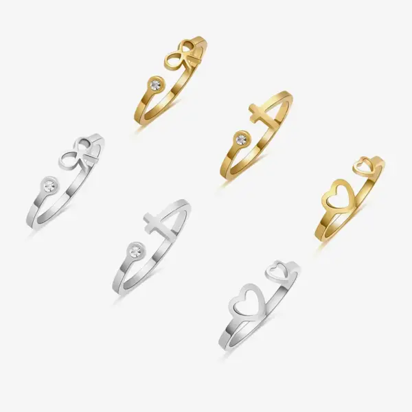 Wholesale Jewelry Simple Style Heart 304 Stainless Steel Zircon 18K Gold Plated