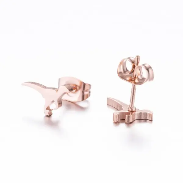 PVD Coated 18K Gold Real Gold Plated Dinosaur 304 Stainless Steel Simple Style Waterproof Non Tarnish Ear Studs