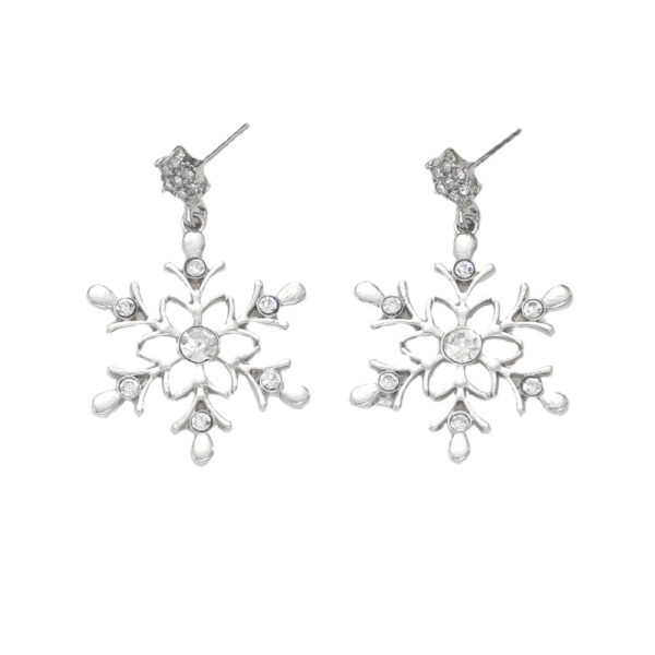 Wholesale Diamond-encrusted winter snowflake earrings