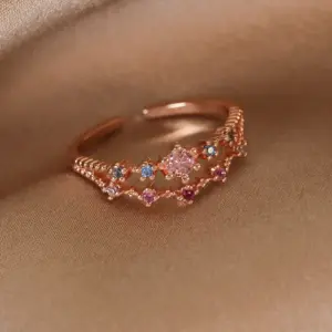 3# 24815a Double Row Purple Diamond (Rose Gold) / One Size