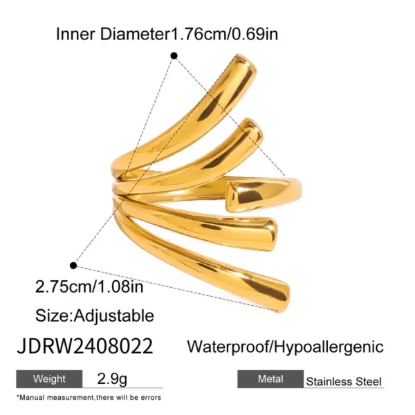 Wholesale Jewelry Simple Style Classic Style Geometric 304 Stainless Steel PVD Coated Open Rings