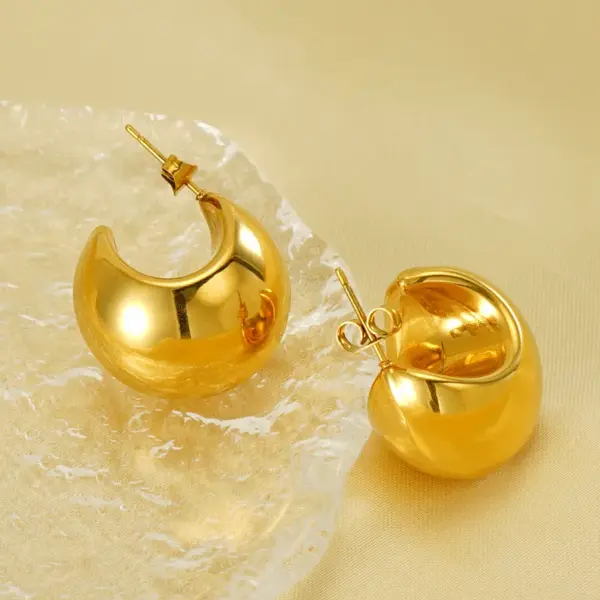 Wholesale 1 Pair Elegant Water Droplets Polishing Plating 304 Stainless Steel 18K Gold Plated Ear Studs