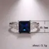 Wholesale Fashion Ladies New Dark Blue Zircon Platinum Plated Diamond Copper Ring Hand Jewelry