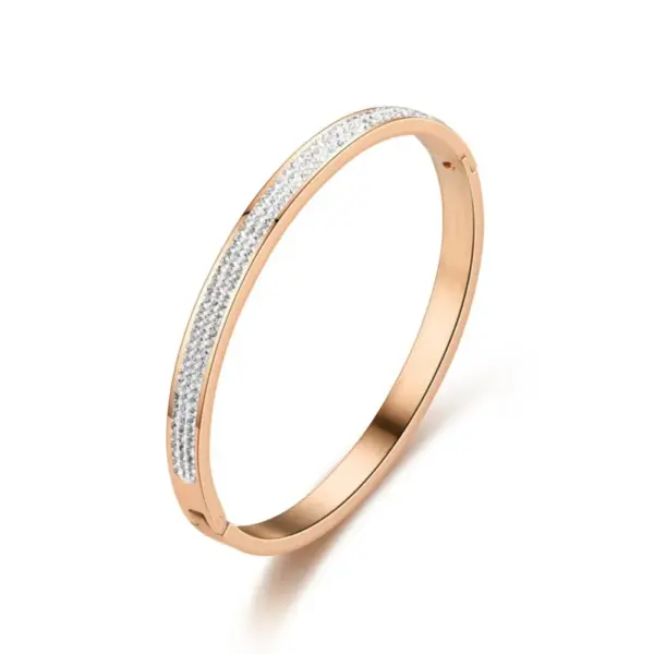 Wholesale Fashion Diamond Jewelry Three Rows Of Full Diamond Egg-shaped Stainless Steel Bracelet