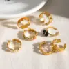 PVD Coated Real Gold Plated 18K Gold Flower 304 Stainless Steel Sweet Waterproof Non Tarnish Rings