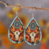 oly-e53711774eba5a6cbb7d90a77fd4152f Wholesale Western-style turquoise suower bull head earrings