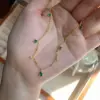 Wholesale Exquisite Retro Emerald Neck Simple Elegant S925 Sterling Silver Gold Plated Clavicle Chain Niche Design Necklace For Women