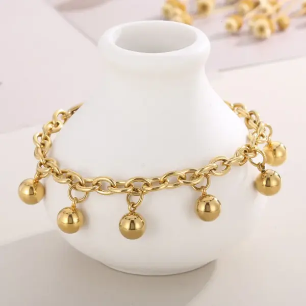 Wholesale PVD Coated 18K Gold Plated Round Solid Color Stainless Steel Simple Style Waterproof Non Tarnish Bracelets