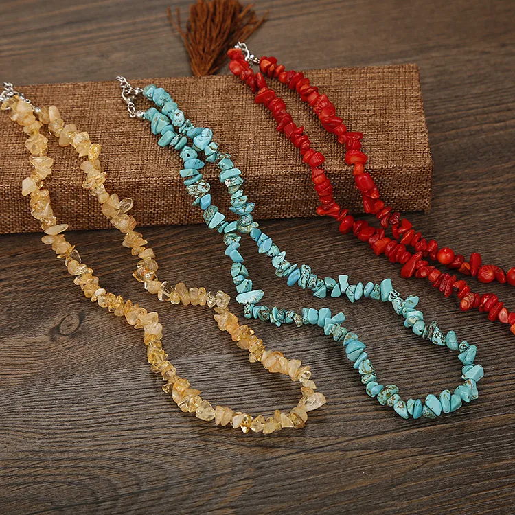 Wholesale Ethnic Style Geometric Resin Beaded Natural Stone Necklace