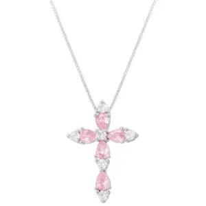 White Gold Color Pink Diamond Necklace