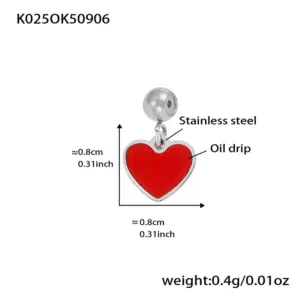 K025-Steel Color Love Enamel Pendant