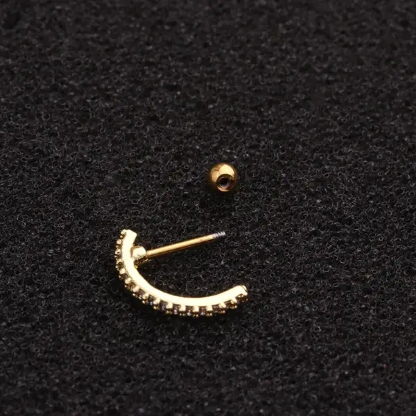 Wholesale 316L Stainless Steel Copper Zircon Ear Cartilage Rings & Studs Geometric Waterproof Non Tarnish Surgical Steel Women'S