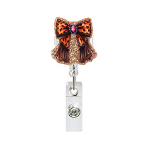 Leopard print tassel bow