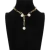 Wholesale Fashion Water Droplets Imitation Pearl Alloy Plating Women's Necklace