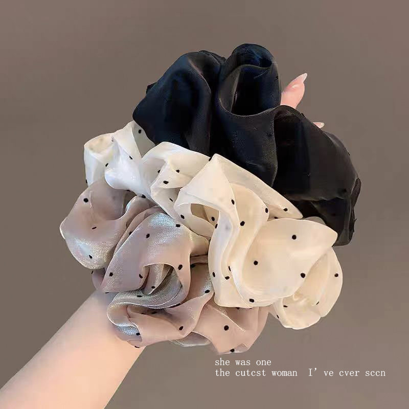 Wholesale Gentle Wave Dot Ser Large Fat Sausage Circle Pearlescent Mesh Elegant Ball Head Rubber Tendon Paytail Hair Rope New Hair Ring Hair Aessories
