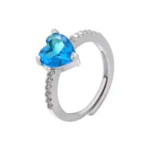 White Gold Color Deep Sea Blue Diamond / Adjustable Opening