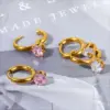 Wholesale 1 Pair Basic Round Plating 304 Stainless Steel Gold Plated Earrings