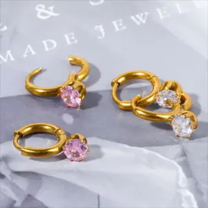 Wholesale 1 Pair Basic Round Plating 304 Stainless Steel Gold Plated Earrings