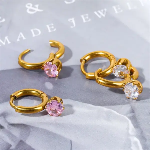 Wholesale 1 Pair Basic Round Plating 304 Stainless Steel Gold Plated Earrings