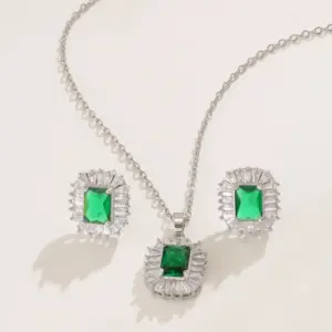 Steel Color / Emerald Main Stone