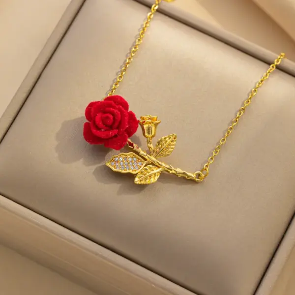 Wholesale PVD Coated Real Gold Plated Rose Stainless Steel IG Style Waterproof Non Tarnish Titanium Steel Necklace