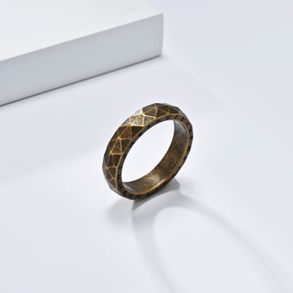 Wholesale Cross-border Nordic Retro Diamond Face Viking Character Stainless Steel Ring Niche Personality Men's Cold Style Jewelry