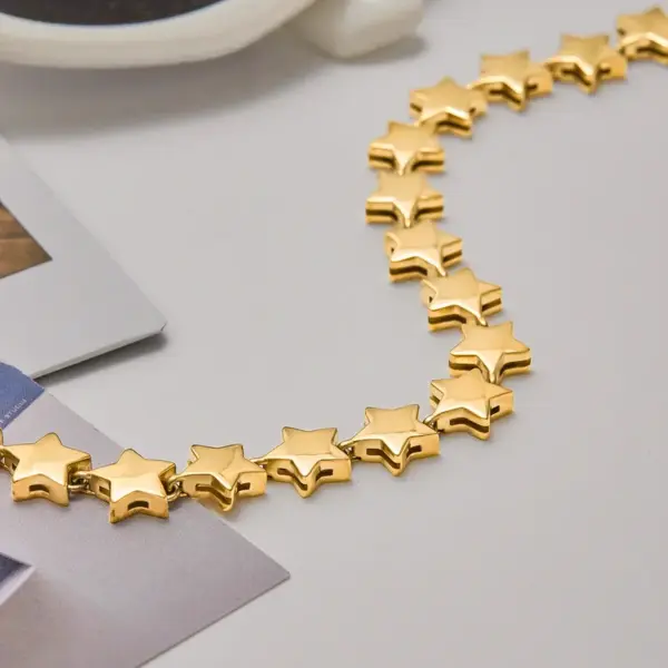 Wholesale 304 Stainless Steel Star PVD Coated Real Gold Plated Classic Style Waterproof Non Tarnish Tennis Chain Safety Clasp Closure Bracelets