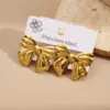 Wholesale Spiral Butterfly Knot Leaf Letter B Earrings Fashionable Stainless Steel 201 Gold Plated Women's Jewelry Accessories