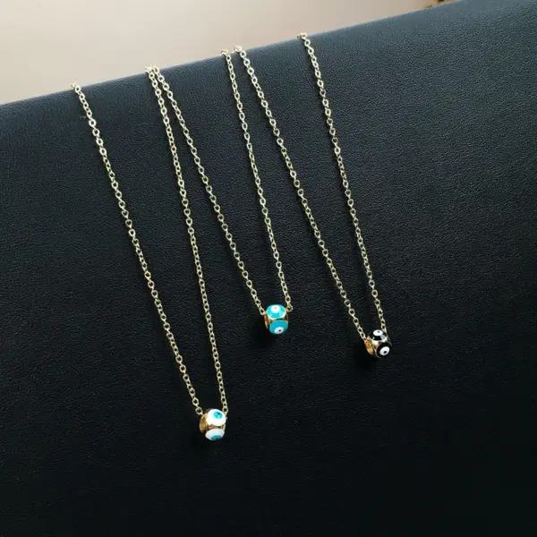 Wholesale New Copper Dripping Oil Eye Pendant Female Gold-plated Necklace Turkish Devil Eye Necklace Cross-border Wholesale