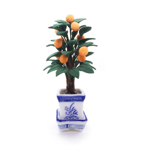 Wholesale 1:12 doll house accessories dollhouse mini clay flower plant orange tree potted orange tree model