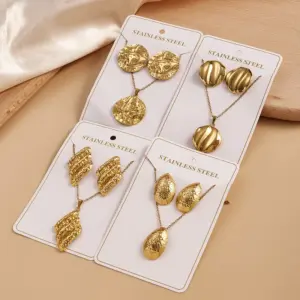 Wholesale 304 Stainless Steel Earrings Necklace Set Round Waterdrop Electroplated Hot Sale Jewelry Accessories Kit