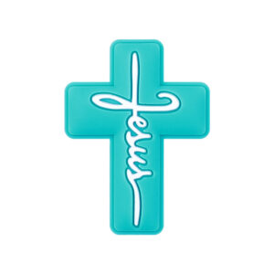 Turquoise green background with white characters-Cross