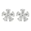Wholesale 1 Pair Simple Style Flower Plating Inlay Copper Zircon White Gold Plated Ear Studs