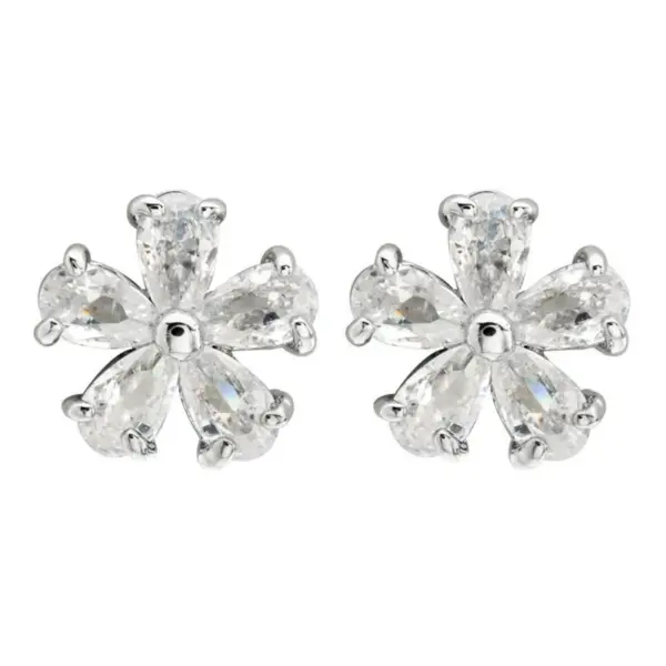 Wholesale 1 Pair Simple Style Flower Plating Inlay Copper Zircon White Gold Plated Ear Studs