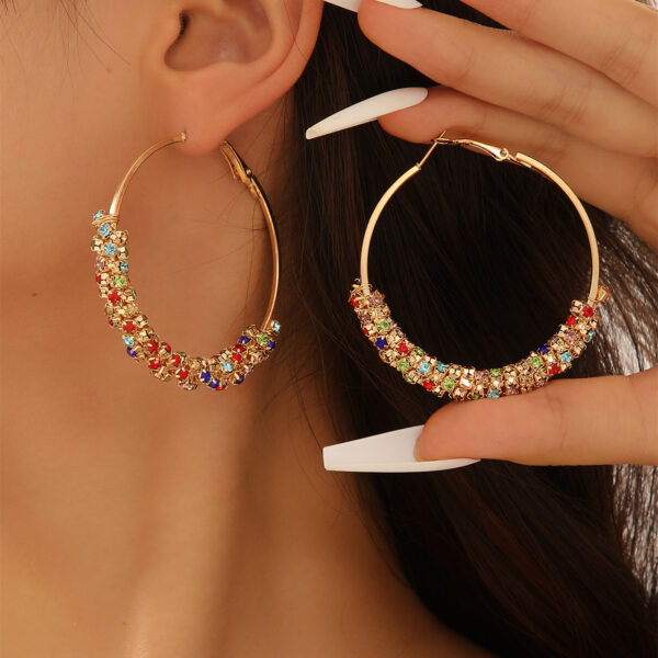 Wholesale New Colorful Diamond Earrings, Retro Large Earrings, New Trendy Design Earrings for Women