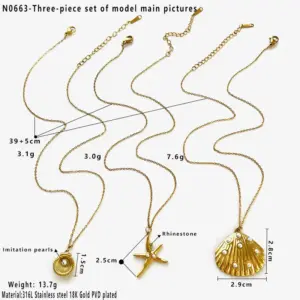 Gold / Main Picture Small Shell Starfish Shell Three-Piece Set