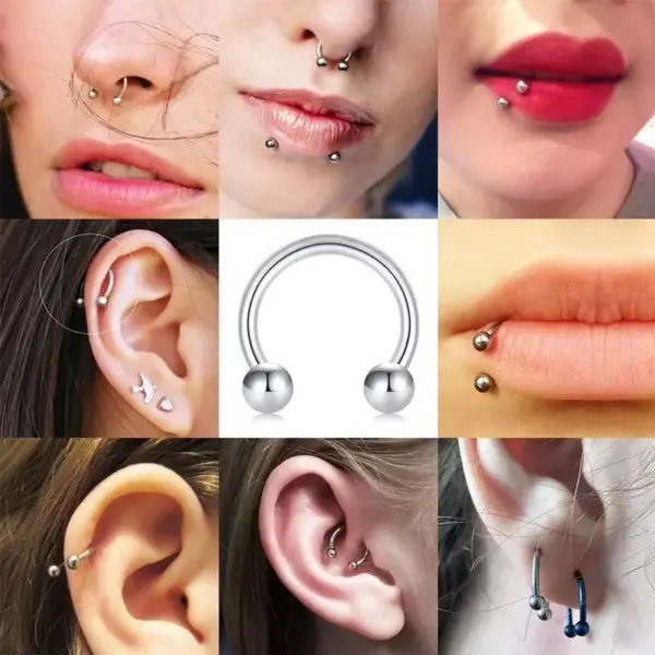 Stainless Steel Body Piercing Jewelry Hypoallergenic Half Ring C-Shaped Ball Ring Lip Ring Nose Ring Geometric Punk Style Unisex