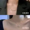 Wholesale Fashion Four Leaf Clover Heart Shape Stainless Steel Flowers Inlay Zircon Necklace