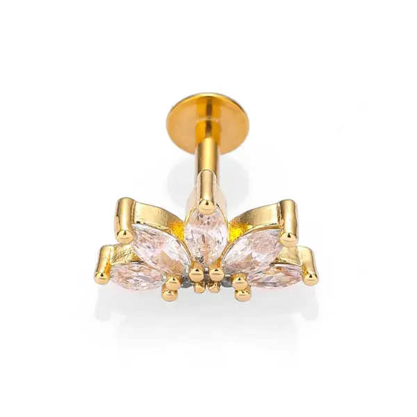 1 Piece Lip Rings Simple Style Heart Shape Flower Butterfly 316L Stainless Steel Waterproof Non Tarnish Surgical Steel Zircon Ion Plating (IP) 14K Gold Plated Lip Rings Ear Cartilage Rings & Studs Nose Rings & Studs