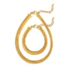 PVD Coated Real Gold Plated 18K Gold Solid Color Titanium Steel Simple Style Waterproof Non Tarnish Bracelets Necklace