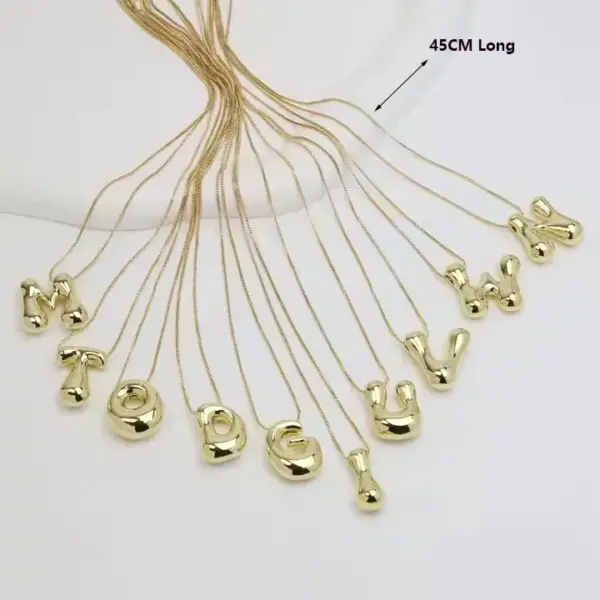 Wholesale Copper 18K Gold Plated Simple Style Letter Plating Pendant Necklace