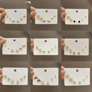 Wholesale Fashion Geometric Copper Ear Studs Plating Zircon Copper Earrings