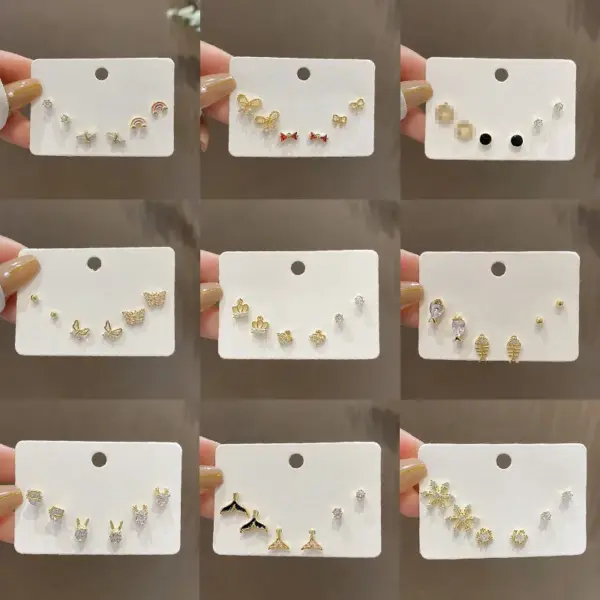 Wholesale Fashion Geometric Copper Ear Studs Plating Zircon Copper Earrings
