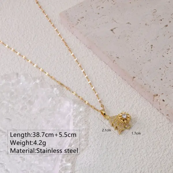 304 Stainless Steel Plastic Glass Round Christmas Hat Christmas Tree Electroplating Ion Plating (IP) Glass 18K Real Gold Plated Golden Plated Casual Christmas Streetwear Waterproof Non Tarnish Conventional Connection Pendant Necklace Necklace