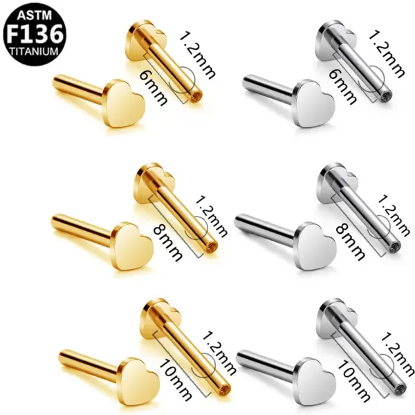 1 Piece Lip Rings Simple Style Star Heart Shape Titanium Alloy Plating 14K Gold Plated White Gold Plated Lip Rings Ear Cartilage Rings & Studs