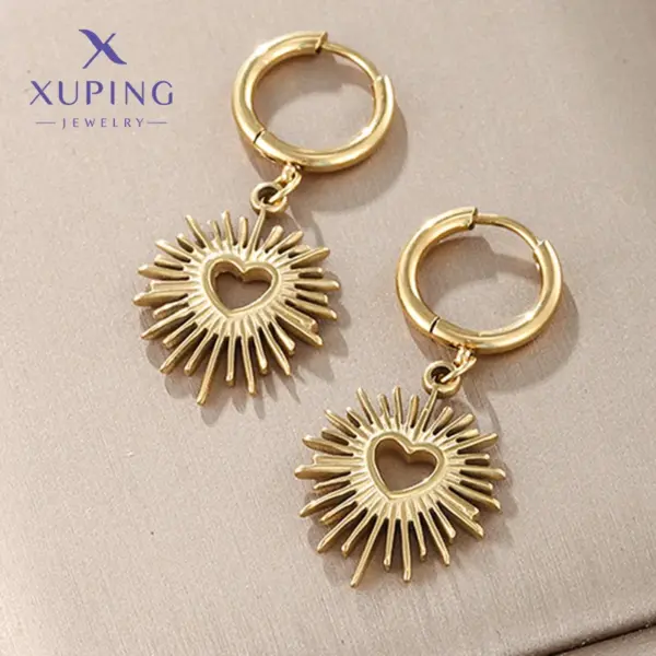 Wholesale 1 Pair XUPING Simple Style Heart Shape Irregular Plating 304 Stainless Steel 18K Gold Plated Drop Earrings