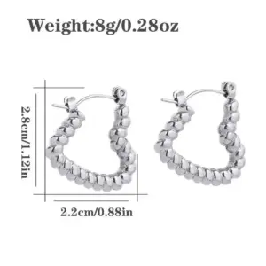Twist Love Heart Earrings White Gold Color