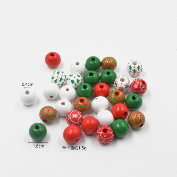 Wholesale 10PCS Christmas Wooden Beads New Year Bell Printed Wooden Beads